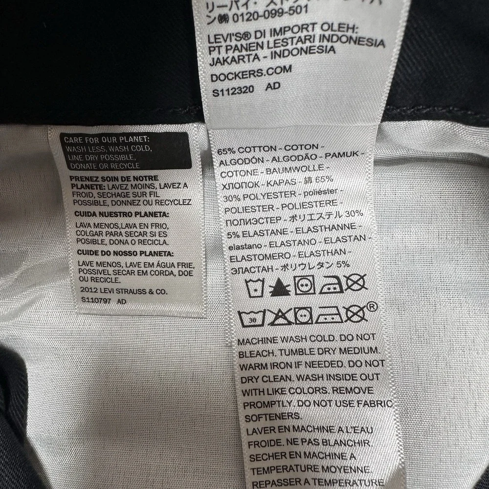 Dockers Pants Mens 33x32 Black All-Day 5-Pocket Straight Stretch City Tech